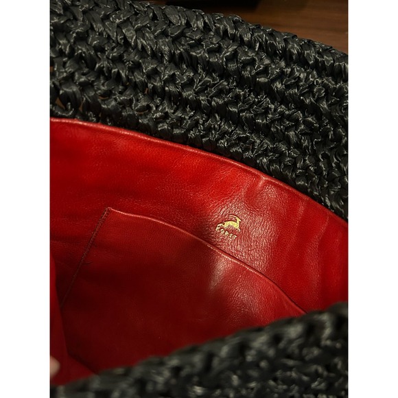 Vintage Koret Italy Black Laced Bag with Red Leather Interior - Picture 3 of 6